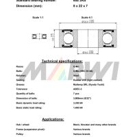 LEŽAJ SUSPENZIJE,NABLE I ROLNICE CB-042 608 8x22x7(Mavic, Novatec)
