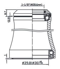 ŠOLJA VOLANA TAPER INTEGRISANA 1 1/8''-1 1/2'' black