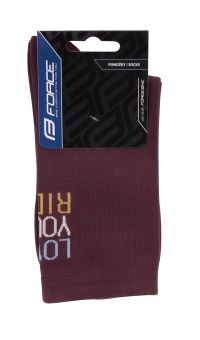 Čarape FORCE LOVE YOUR RIDE, bordo L-XL/42-46