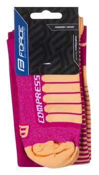 Čarape FORCE COMPRESS, ljubičasto-kajsija L-XL / 42-47