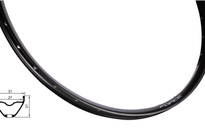 Felga FORCE XC DISC 584x27, 28H, crna