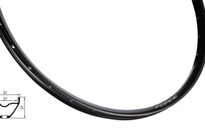 Felga FORCE XC DISC 584x27, 32H, crna
