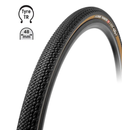 *Guma TUFO Gravel Thundero 700x48C, TR, crno-bež