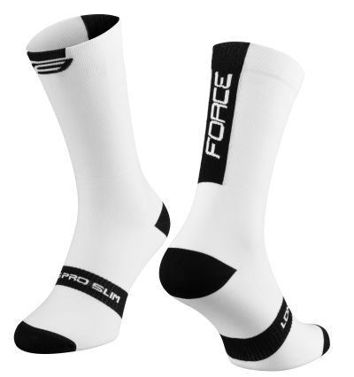 Čarape FORCE LONG PRO SLIM, belo-crne S-M